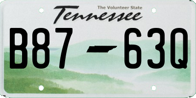 TN license plate B8763Q