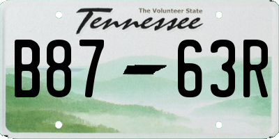 TN license plate B8763R