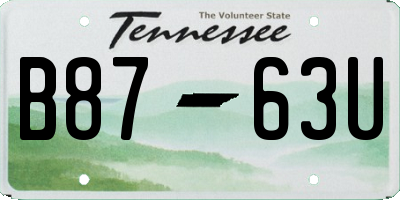 TN license plate B8763U