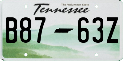 TN license plate B8763Z