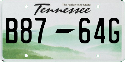 TN license plate B8764G
