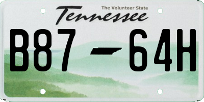 TN license plate B8764H