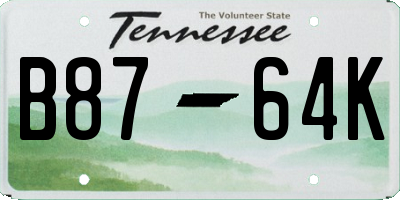 TN license plate B8764K
