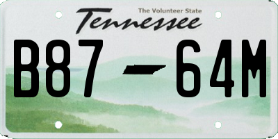 TN license plate B8764M