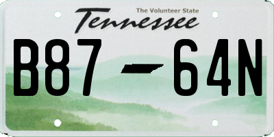 TN license plate B8764N