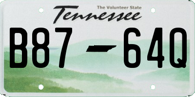 TN license plate B8764Q