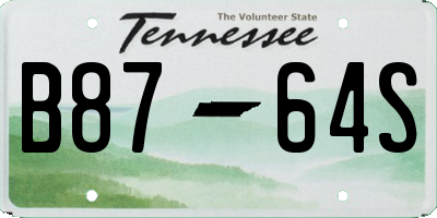 TN license plate B8764S
