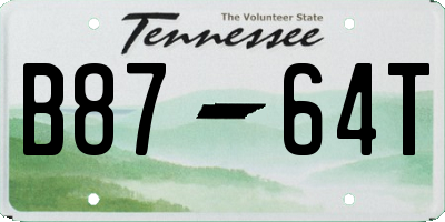 TN license plate B8764T