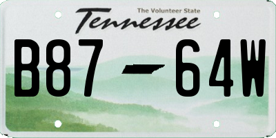 TN license plate B8764W