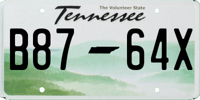 TN license plate B8764X