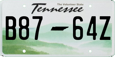 TN license plate B8764Z
