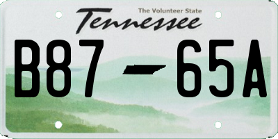 TN license plate B8765A