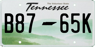 TN license plate B8765K
