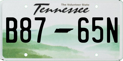 TN license plate B8765N