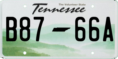 TN license plate B8766A