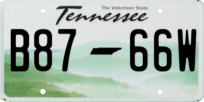 TN license plate B8766W