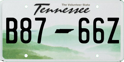 TN license plate B8766Z