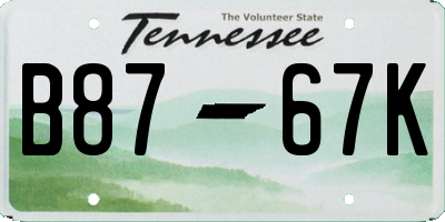 TN license plate B8767K