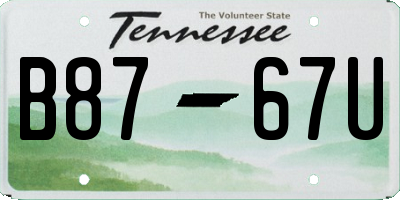 TN license plate B8767U