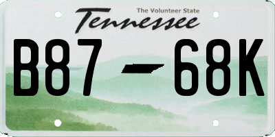 TN license plate B8768K