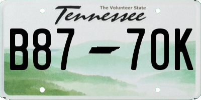 TN license plate B8770K