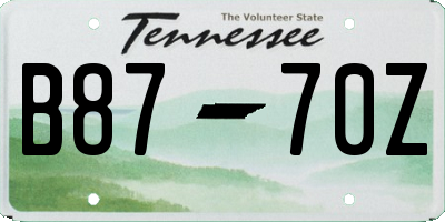 TN license plate B8770Z