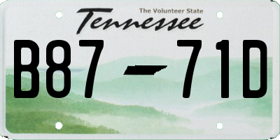 TN license plate B8771D