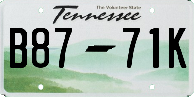 TN license plate B8771K