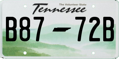 TN license plate B8772B