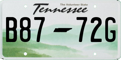 TN license plate B8772G