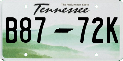 TN license plate B8772K