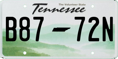 TN license plate B8772N