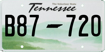 TN license plate B8772O