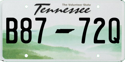 TN license plate B8772Q