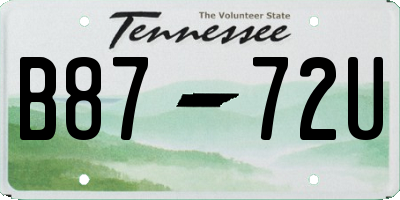 TN license plate B8772U