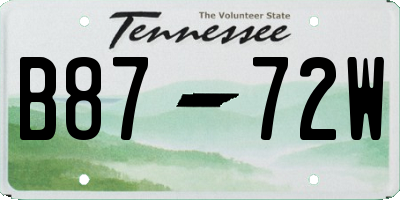 TN license plate B8772W