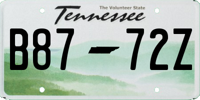 TN license plate B8772Z