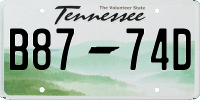 TN license plate B8774D