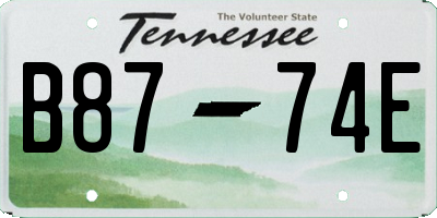 TN license plate B8774E