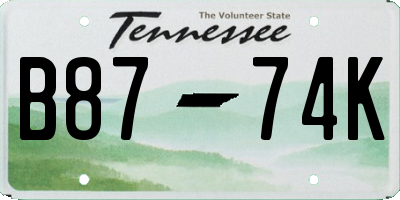 TN license plate B8774K