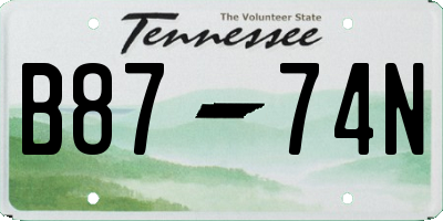TN license plate B8774N