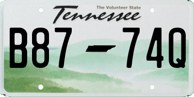 TN license plate B8774Q