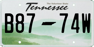TN license plate B8774W