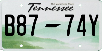 TN license plate B8774Y