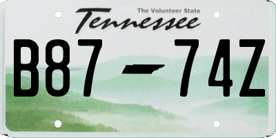 TN license plate B8774Z