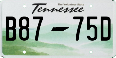 TN license plate B8775D