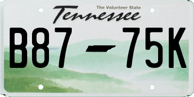 TN license plate B8775K