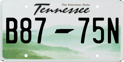 TN license plate B8775N