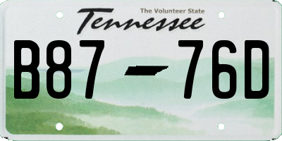 TN license plate B8776D