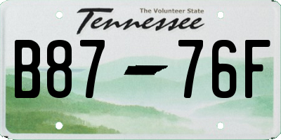 TN license plate B8776F